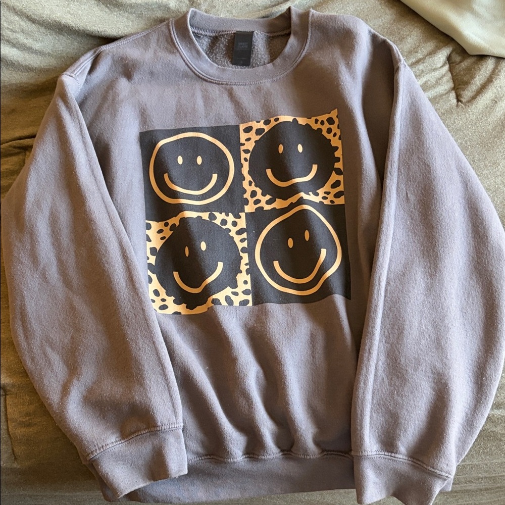Smiley Face Graphic Men's Sweater - Gray